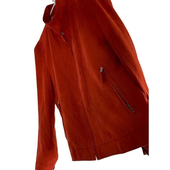 Jupiter Red Vegan Suede Bomber Jacket Mens Size Small 46 EU German 6346 EUC - Picture 4 of 15